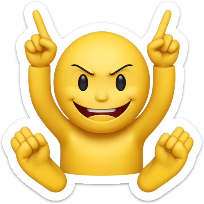 Smiley face with a attitude face and flipping his middle fingers of both hands and both feets sticker