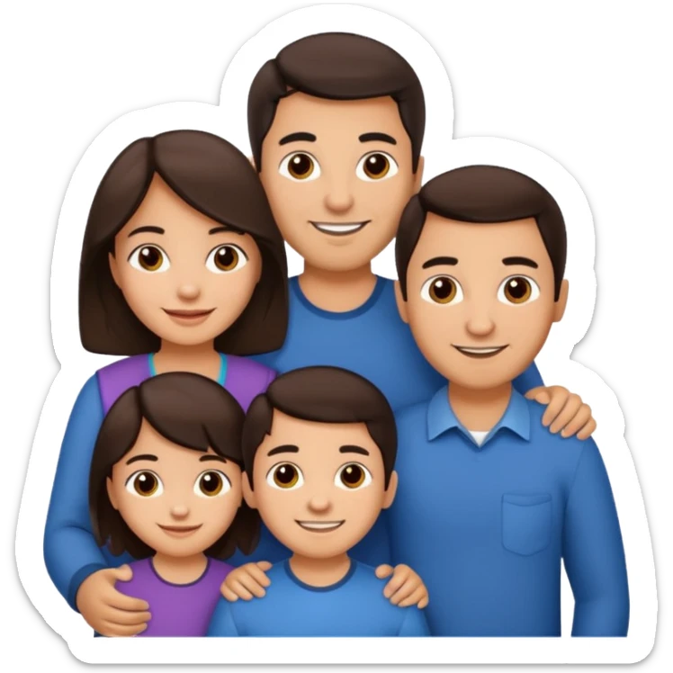 Hispanic family of five: mom, dad, two boys, one girl, all with medium skin and dark brown hair sticker