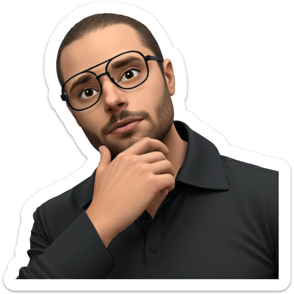 thoughtful man in black shirt sticker