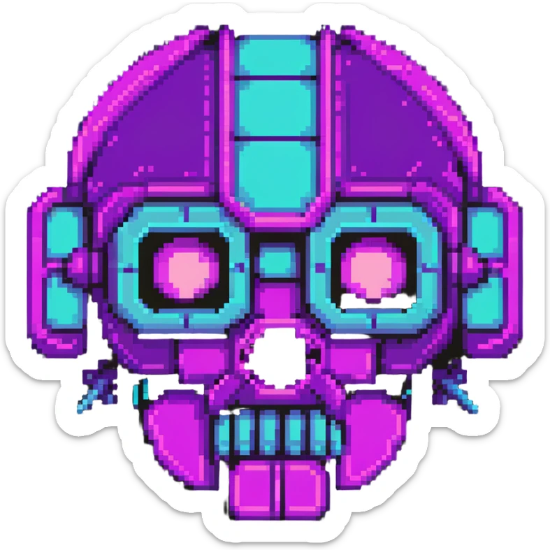 futuristic cyberpunk pixel art icon, vivid neon colors purple magenta cyan, minimal expressive design, 32x32, centered, high contrast, transparent background, no text, suitable for dark background, channel name symbol sticker