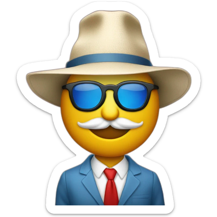 un bonhomme avec un chapeau et des lunettes de soleil rouge sticker