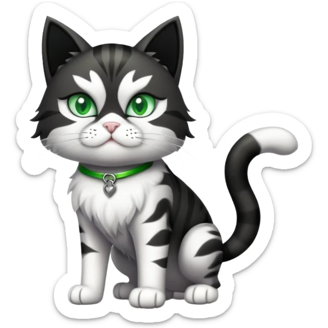 Super Duper Muscular Cat with a 10 pack full body black and white and green eyes  sticker