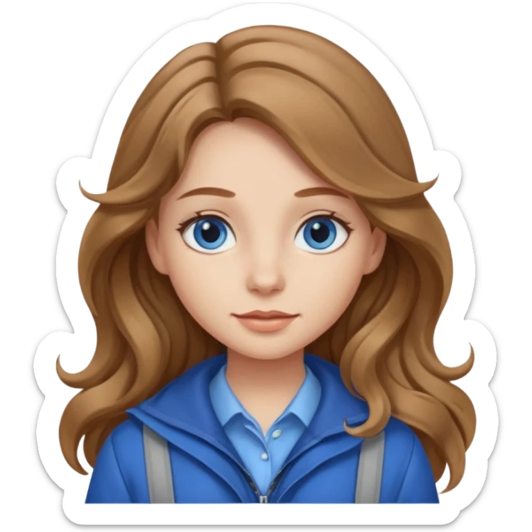 Girl with light brown wavy long hair and blue eyes who likes to travel sticker