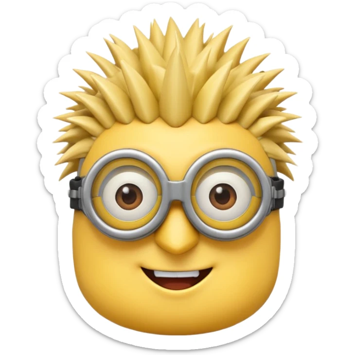Minion emoji with a round head like normal emojis and a smurk like this emoji but a minion so basically that emoji with the goggles and the hair and not a funny head shape 😏 it should look like an actual minion not a human with African braids and a female minion  sticker