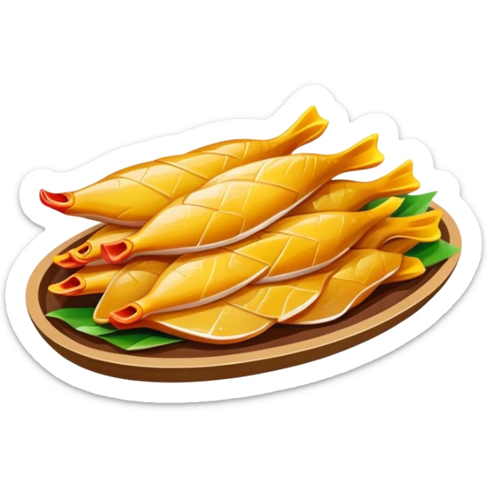 Nanjing Salted Duck sliced pieces with glistening skin, simplified emoji style with bold outlines and bright colors, cartoon style Jiangsu specialty Ya Xue sticker