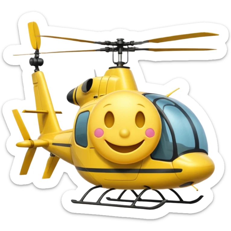 smileys jaune faisant chut avec ses doigts portant une casquete helicoptère sticker