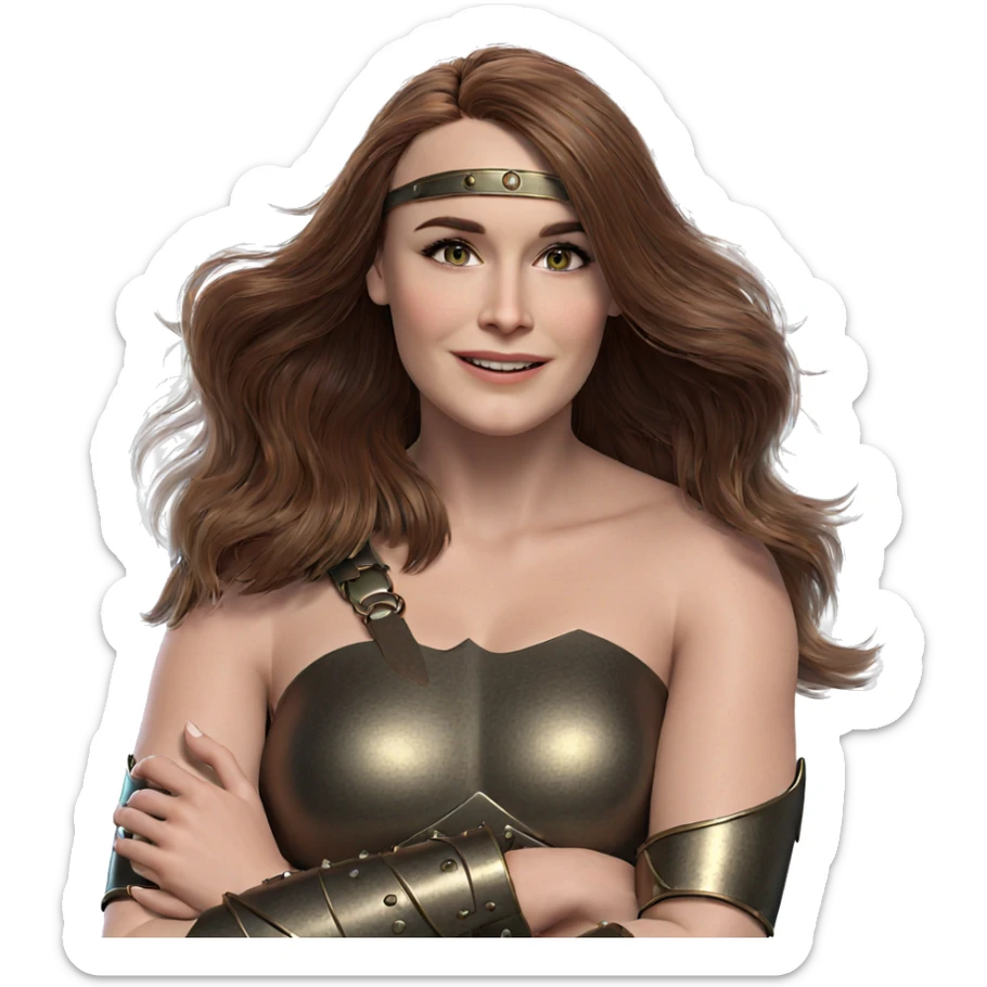 smiling girl in armor sticker