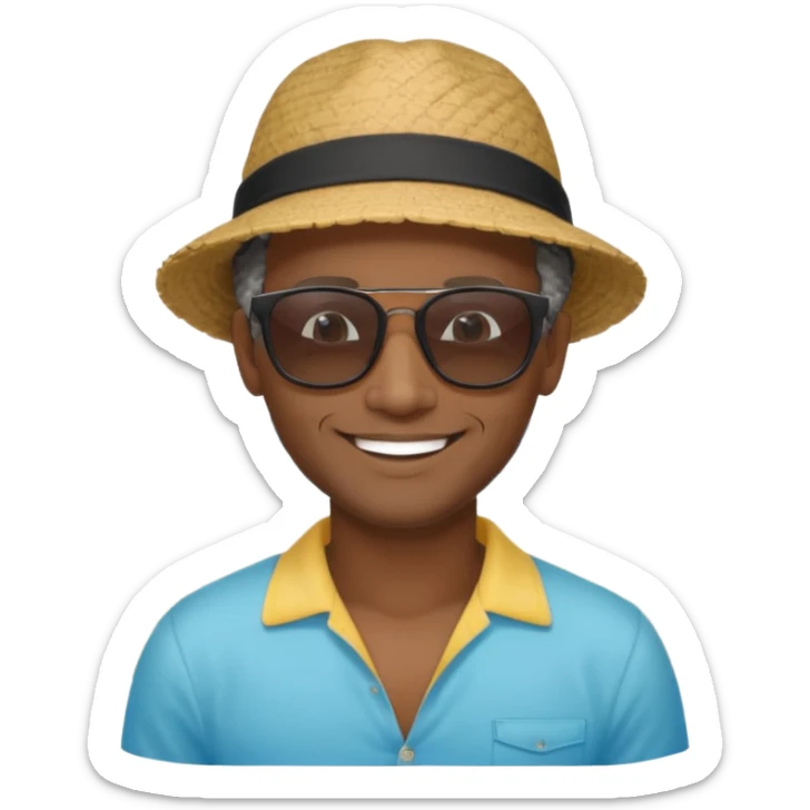 Black man salt n pepper hair smiling with blonde in love on beach make his hair black sticker