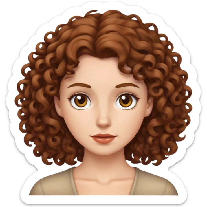 white women with brown curly hair sticker