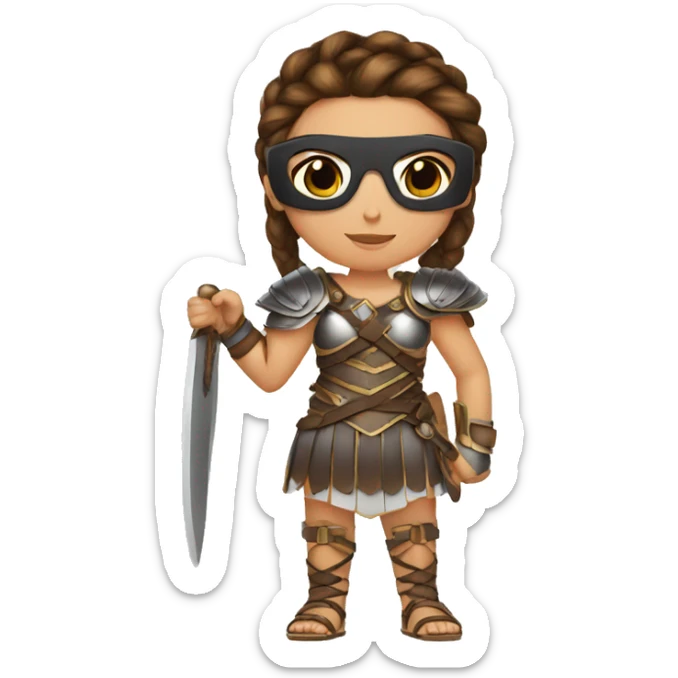 Girl gladiator with French braids, brown hair and sunglasses sticker