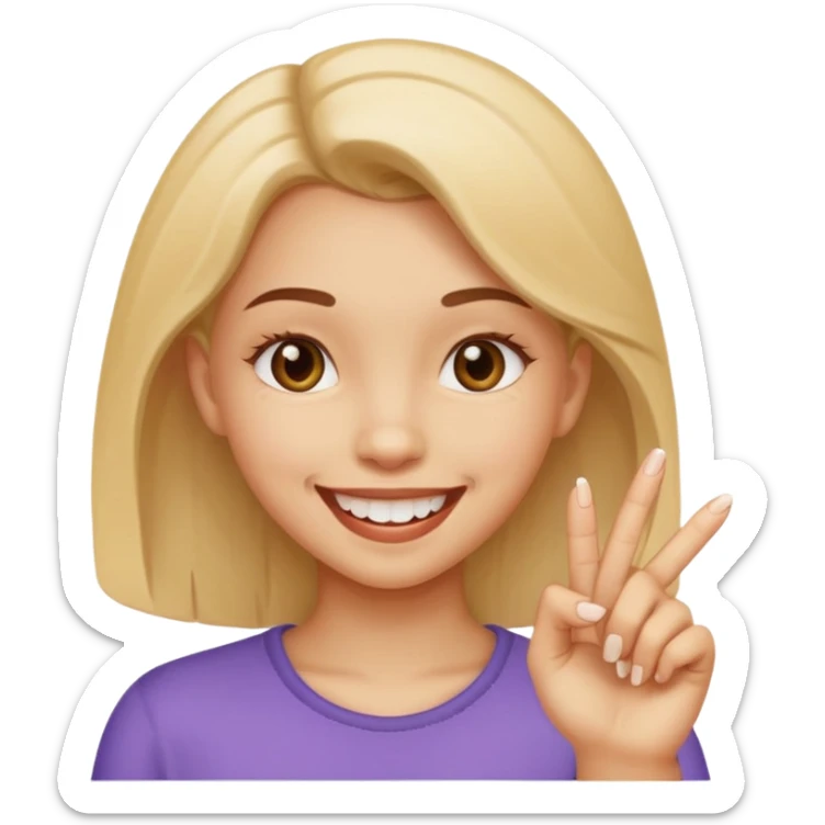 girl who bites the tip of her finger and smiles sticker