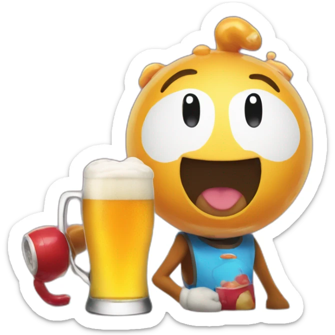 Gumball from The Amazing World of Gumball drink a beer sticker