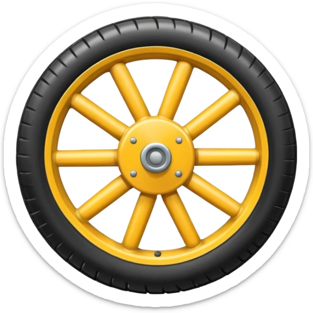 he aircraft's landing gear is one inflated, plump wheel with a strut, black in color, cartoon-style sticker