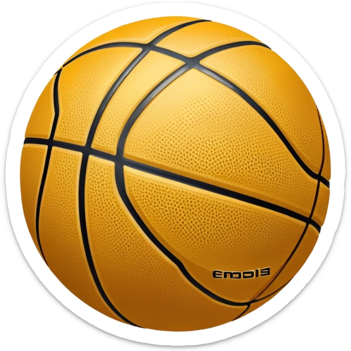 shiny gold basketball, basketball texture with black lines, metallic gold finish sticker