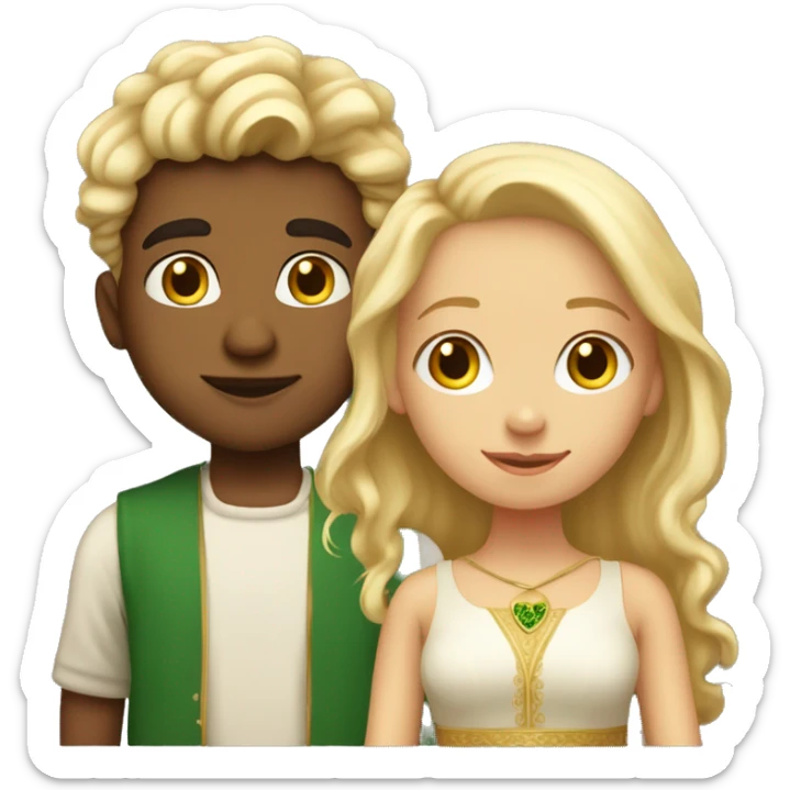 Indian Irish boy so like relatively light skin with slightly curly hair kissing blonde girl with perfectly straight blonde hair sticker