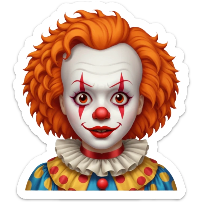 The clown from the movie IT With a little orange hair with the scary lip sticker