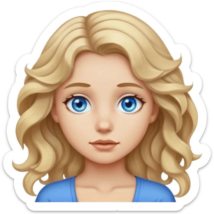 girl with slightly dirty blonde wavy hair with blue eyes sticker