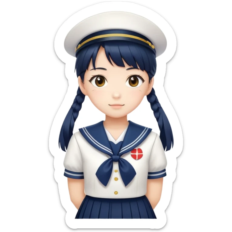 Cute Japanese high school girl in traditional sailor uniform with pleated skirt sticker
