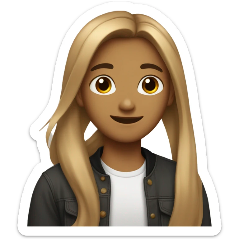 Light brown girl with long hair hugging guy who is taller with short balck hair and is light brown sticker