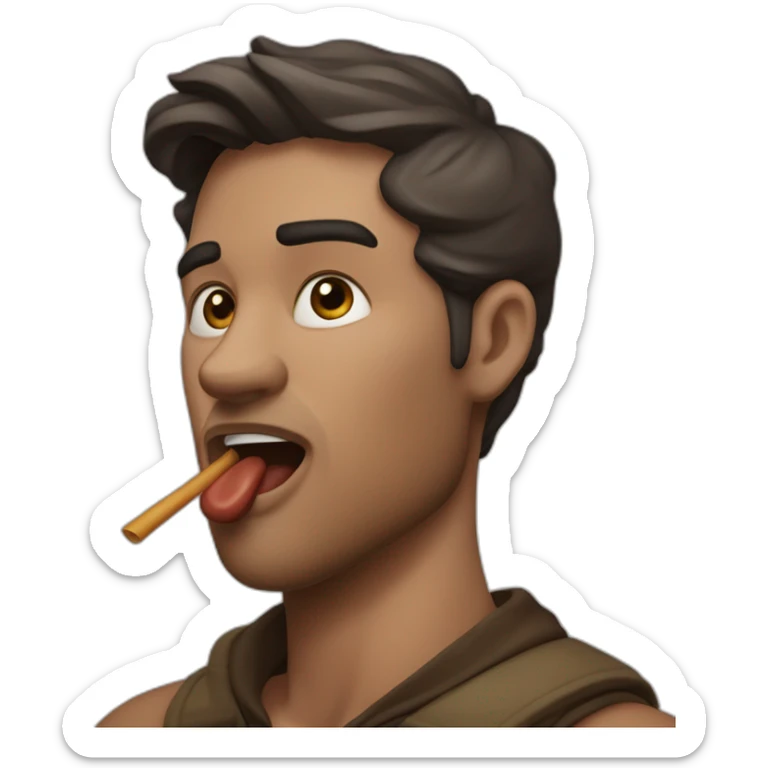 Shh I'm mewing, man holding finger on mouth in a shush movement he has a very stong and beautiful jawline mewing jawline++ sticker