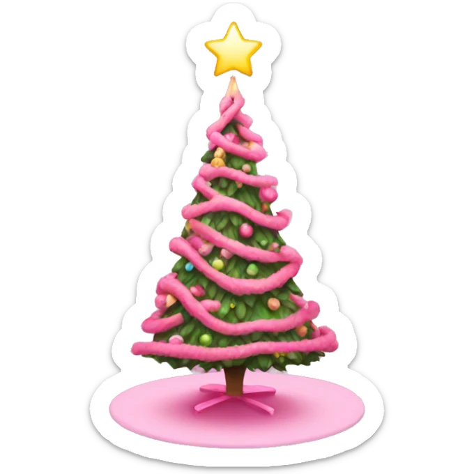 pink christmas tree sticker