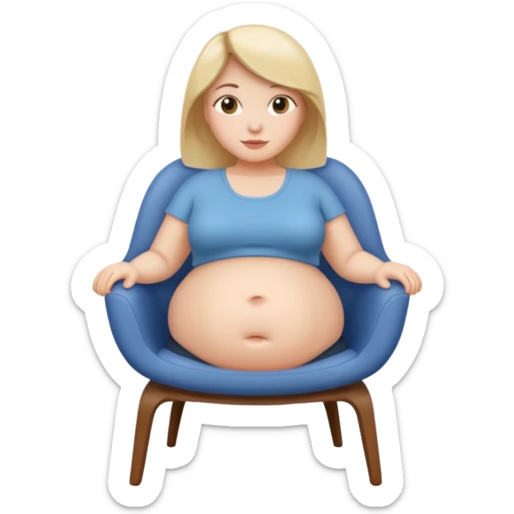 woman with unnaturally round belly (belly the size of a chair) sticker
