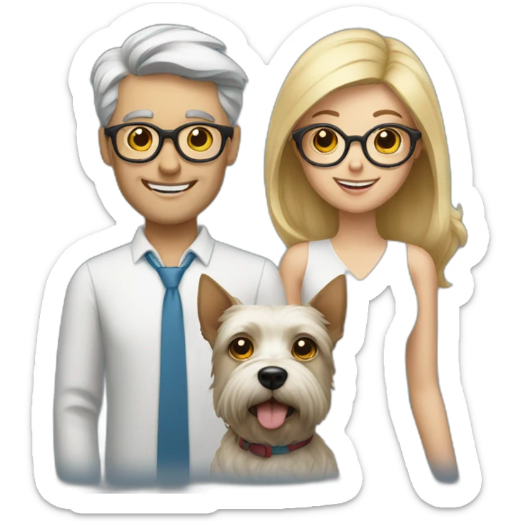 Man with glasses anda woman with a westie dog girl sticker