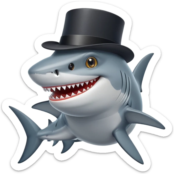 Shark with a top hat sticker