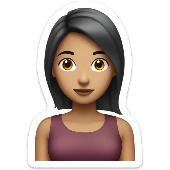 A not-so-brunette girl with medioum black hair with round face  sticker