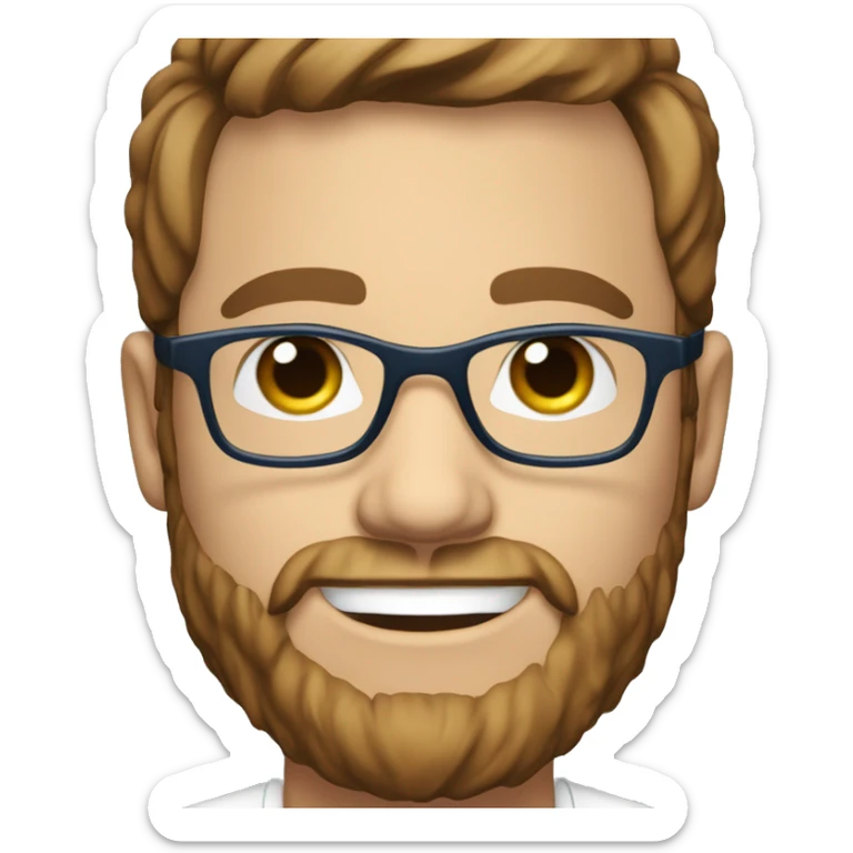 37 year old male with brown hair, short beard with blue coloured eyes and wearing glasses with a clear frame sticker