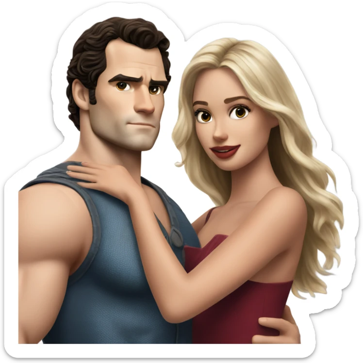realistic photo of Henry Cavill close dancing with a beautiful female model  sticker