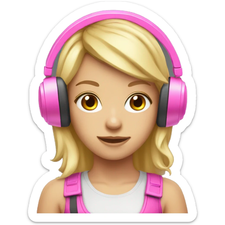gamer girl with blonde hair and pink headset on sticker