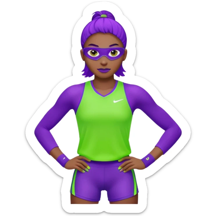 generate for me a sports icon in neon purple and green sticker