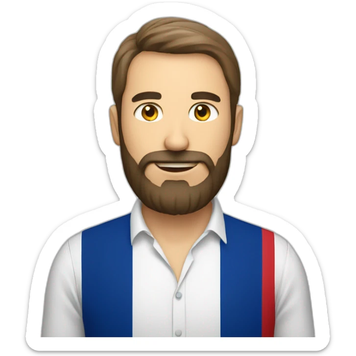 Bearded man in a shirt of the France flag  sticker