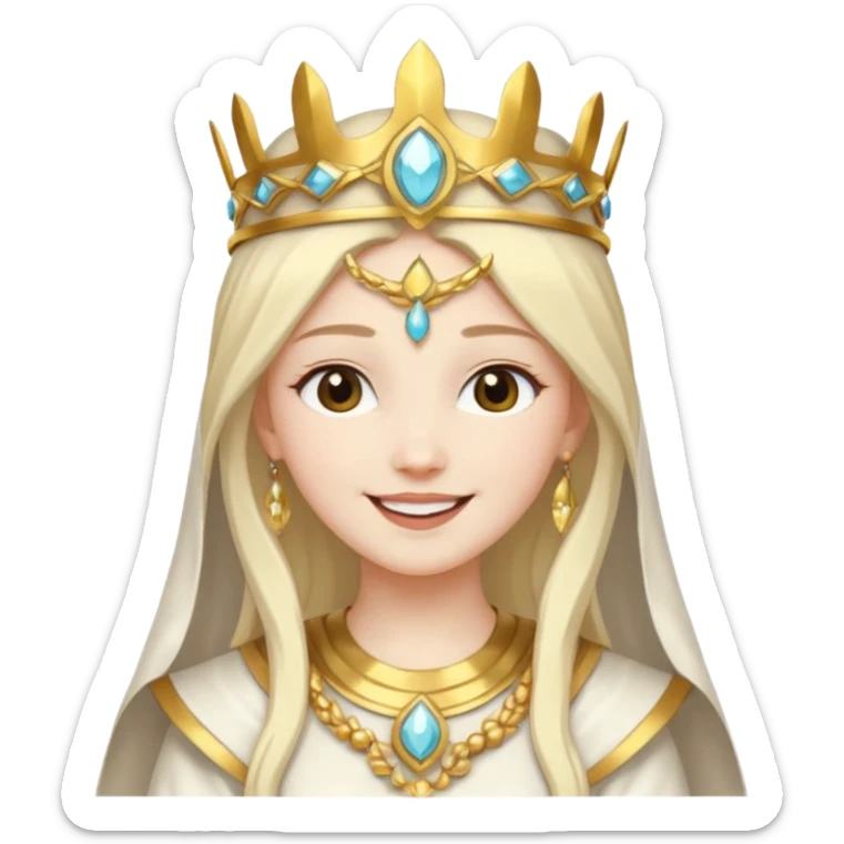 Min, The Noble One from Gods and Goddesses with white outfit, gold headdress sticker