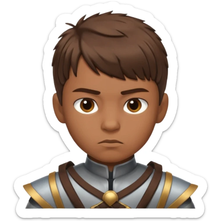 create a fringe haircut boy with a brown hair with hair little up more looking like warrior haircut sticker