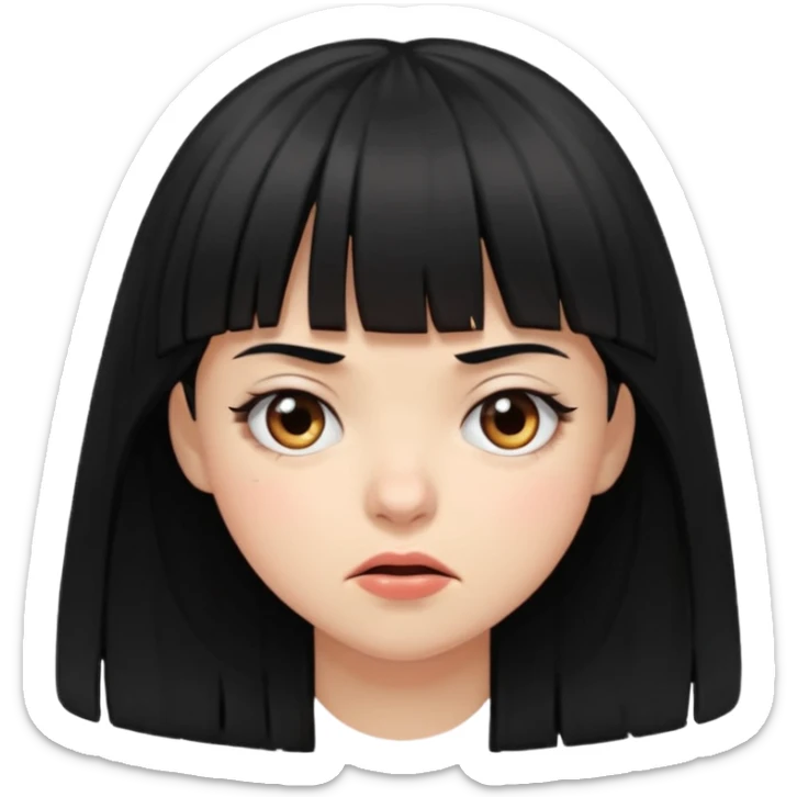 black haired and with bangs girl To squint with a look of disgust sticker
