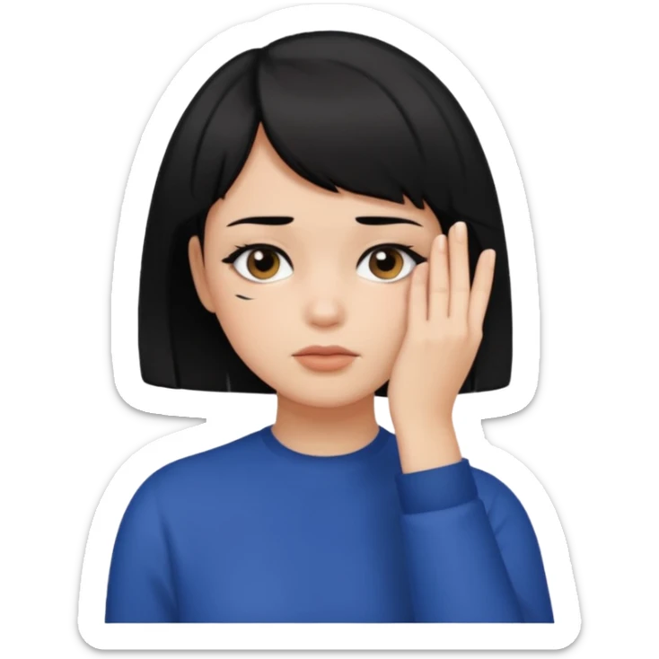 Girl with black hair and short hair  like boy hair who put her hand on her face like 🤦🏻‍♀️ sticker