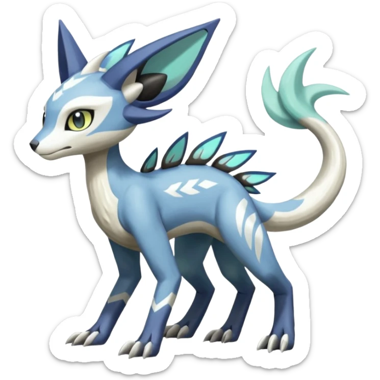 Meloetta-Sergal-Genet-Palkia-Dialga-hybrid-fusion-Fakémon-creature, full body sticker