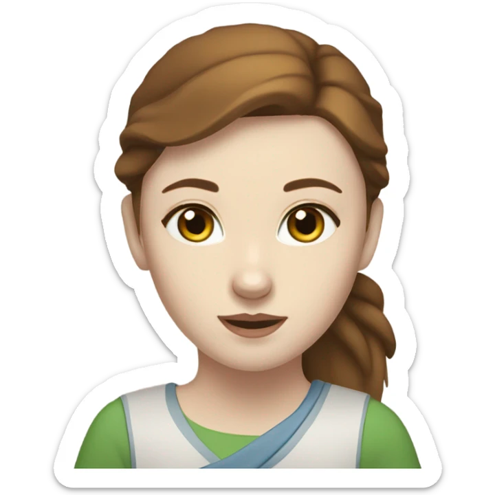 White Woman hair brown and bleus eyes and golden Husky With green eyes sticker