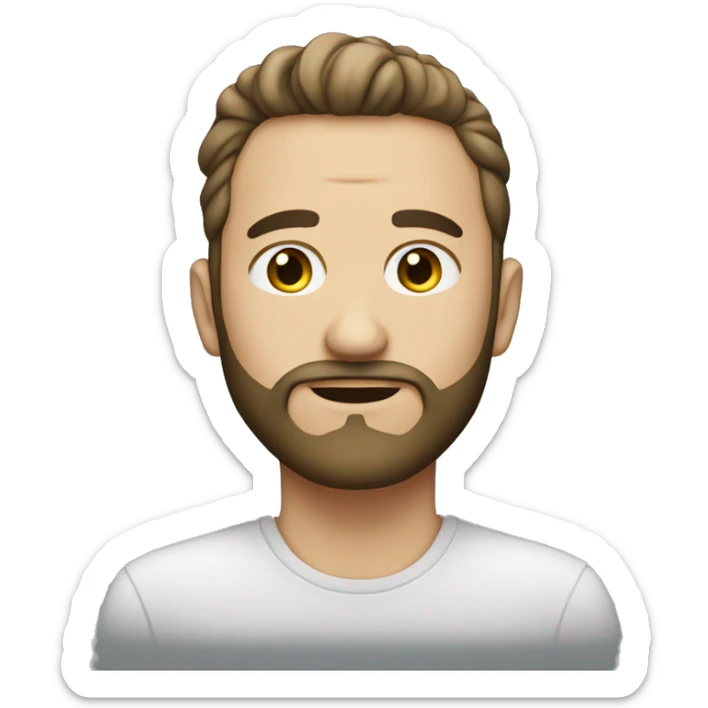 30 yea old male, handsome, small eye, Beard on the chin, Light white skin, Fancy background sticker