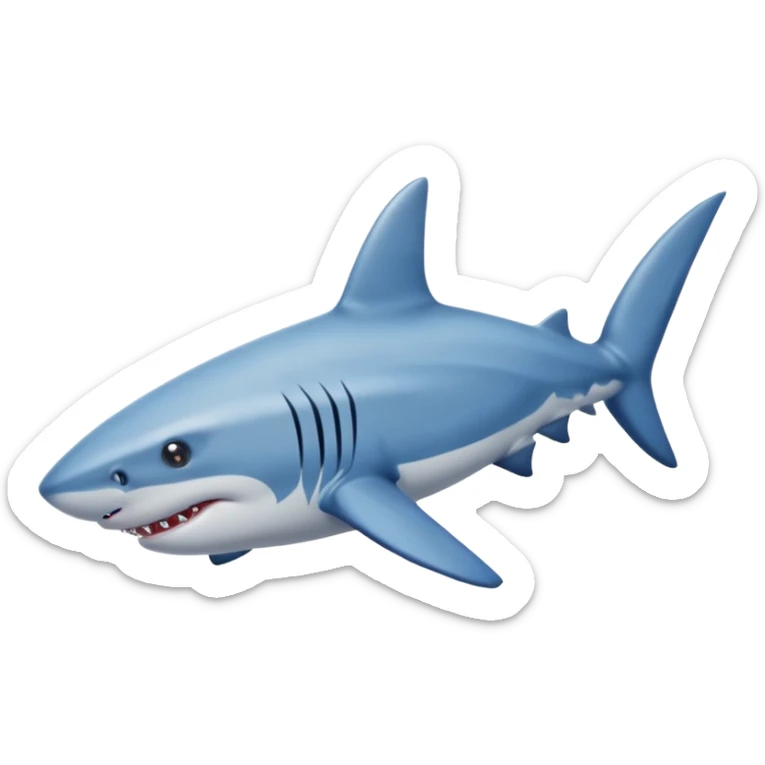 A shark with blue shoes on land near water not in it sticker