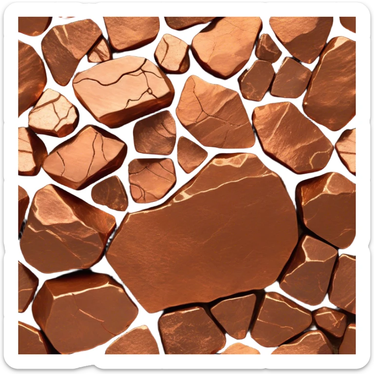 Cinematic Realistic Copper Ore, Warm and earthy, with rich, reddish-brown hues and intricate swirls of natural patterns across the rough, raw surface. The metal catches light with a gentle, glowing shimmer, exuding a rustic, organic charm. Soft glowing outline, capturing the essence of earthy elegance and natural beauty in raw copper ore. sticker