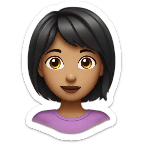 girl with black hai smirking and kisses around  sticker