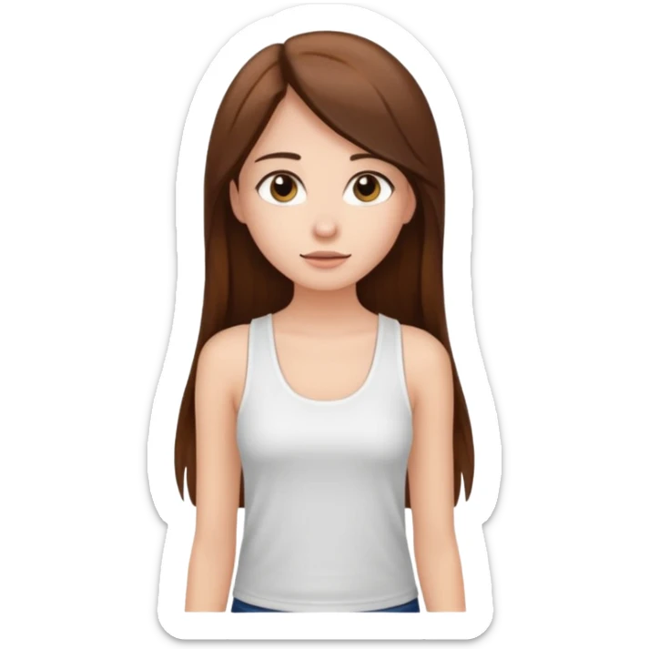 a pretty bratz fair girl with long straight hair with a white tank top sticker