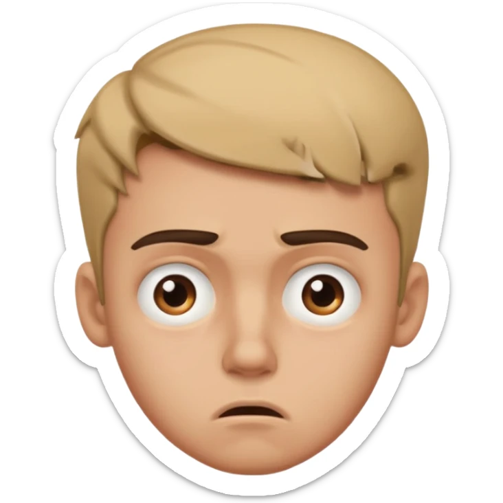 make an emoji of a (young person it has to be like very very confused, disgusted, make the eyebrows very expressive, make the face like he was asking a quiesfion and not getting the answer he wants, male his face TIRED sticker