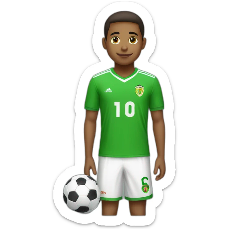 niño jugador de futbol con camiseta verde  sticker