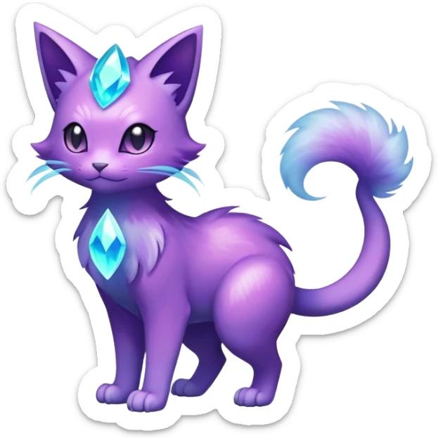 Shiny Magical Elemental Mysterious Purrloin-Delcatty-Pokémon-Fakémon-hybrid-creature (full body) sticker