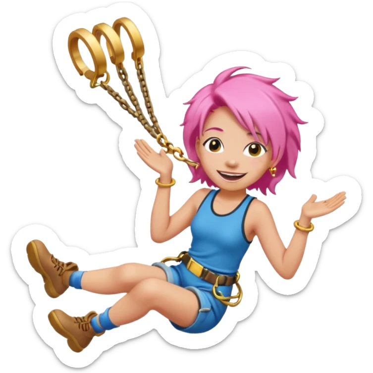 bungee jumping face with earrings and pink hair flying away earrings flying away sticker