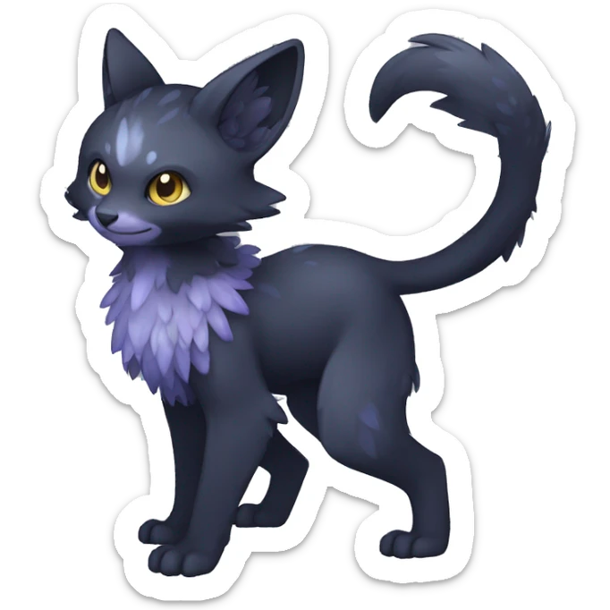 Cute cool shiny fantasy dark-shadow-themed animal hybrid Fakemon full body sticker